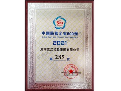 Top 500 doanh nghiệp tư nhân Trung Quốc thứ 285 (năm 2021)